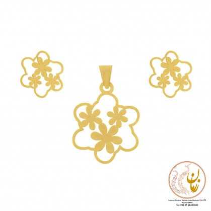 Gold half Set - Earrings and Pendants - flower Design-ZMS0244